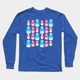 Winter matrioshka candy penguins pattern Long Sleeve T-Shirt